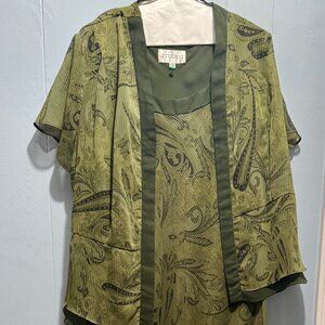 Green mid-length evening dress with jacket